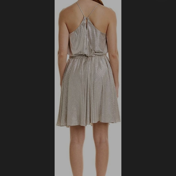 NWT Halston Heritage size XL Silver Metallic Evening Dress Cocktail - Picture 2 of 12